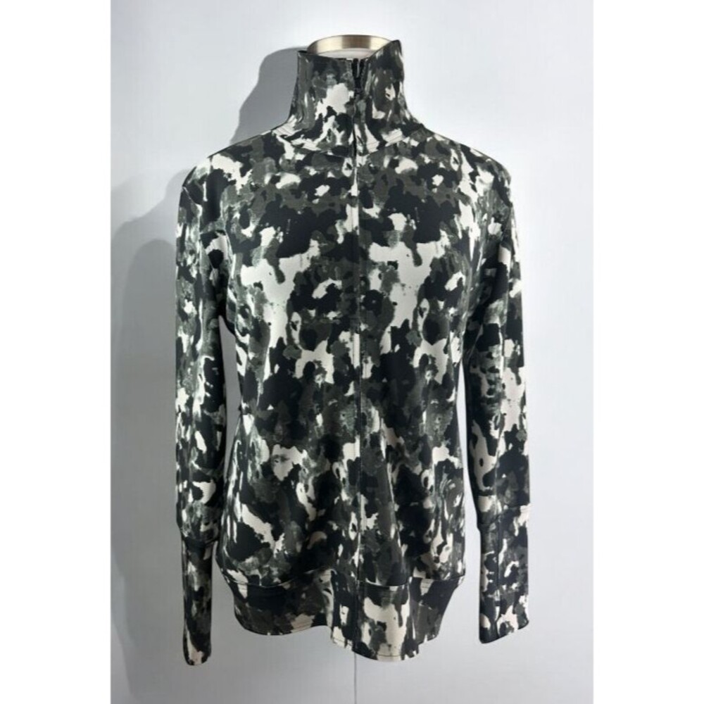 Norma Kamali Reversible Jacket Camo Pockets Full Zip Mock Neck Women's Large - Picture 1 of 16